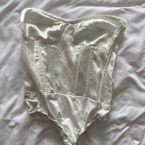 Amazon White Satin Bodysuit